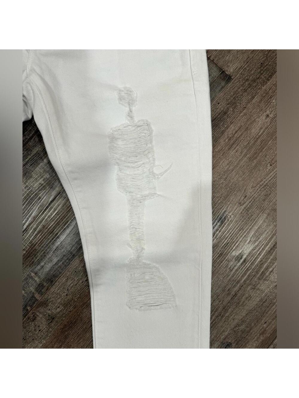 NWT Frame Le Garcon White Mid Rise Straight fit Ripped Denim Jeans- Size 27 - Picture 8 of 9